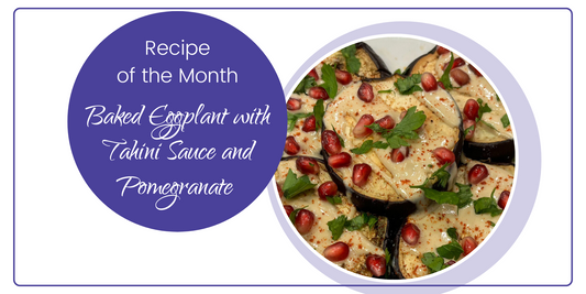 Baked Eggplant with Tahini Sauce and Pomegranate